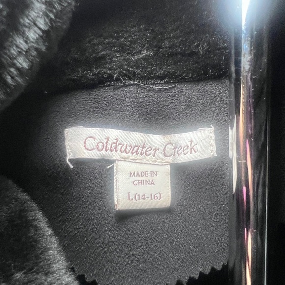 Coldwater Creek Black Vest with Faux Fur Trim size large (14-16) - Picture 4 of 8